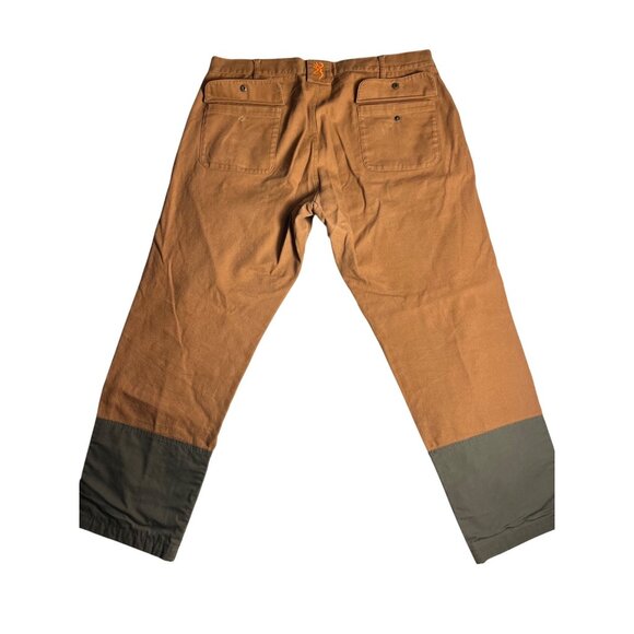 Vintage Browning Mens Canvas Brush Guard Hunting Pants 40/32 Brown/Green USA - Picture 2 of 12